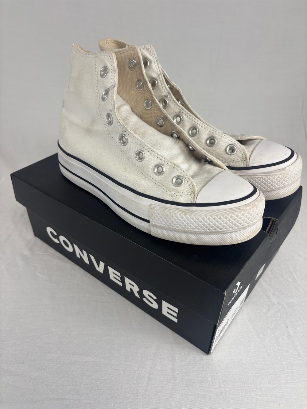 Women’s Converse Chuck Taylor All Star Lift High-Top Sneaker in White (NO LACES)